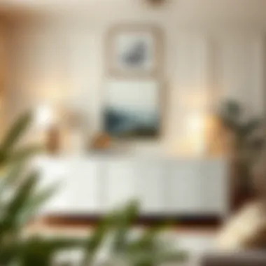 Elegant white plastic dresser enhancing a chic living room