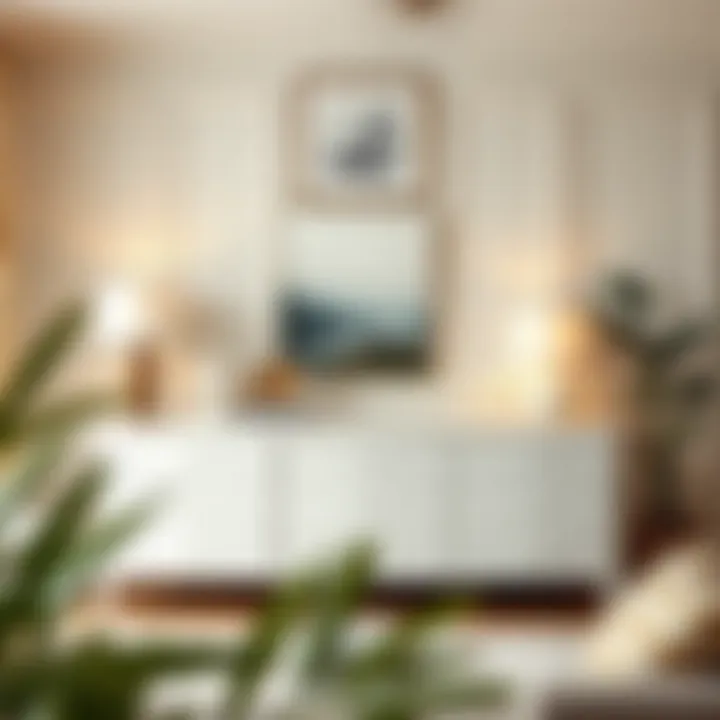 Elegant white plastic dresser enhancing a chic living room