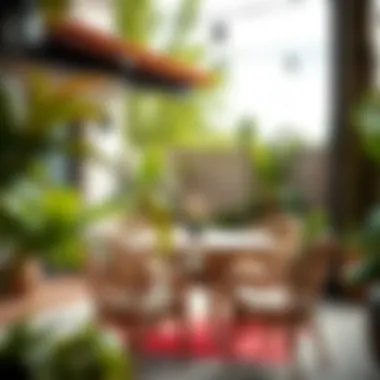 Stylish outdoor patio showcasing round table and chairs