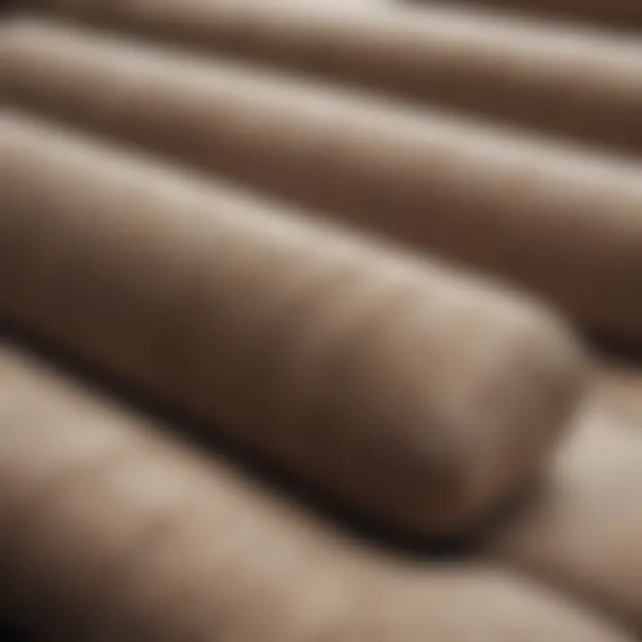 Close-up of fabric textures used in bench cushions