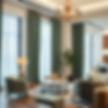 Luxurious interior featuring Thibaut drapes in a modern setting