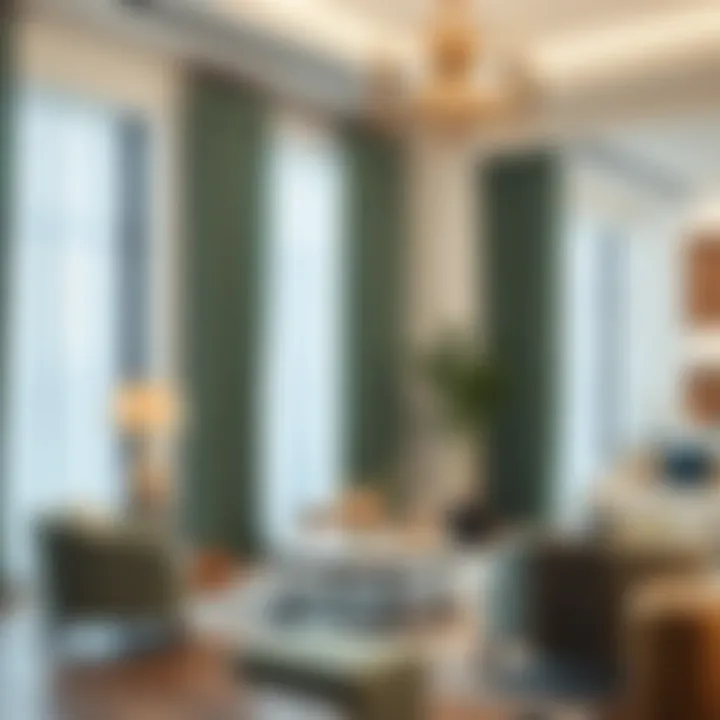 Luxurious interior featuring Thibaut drapes in a modern setting