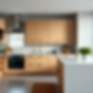 Thin Cabinet Doors in a Modern Kitchen A contemporary kitchen featuring thin cabinet doors that blend functionality and aesthetics