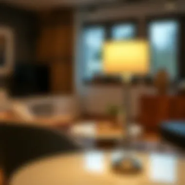 Stylish touch lamp in a modern living room setting