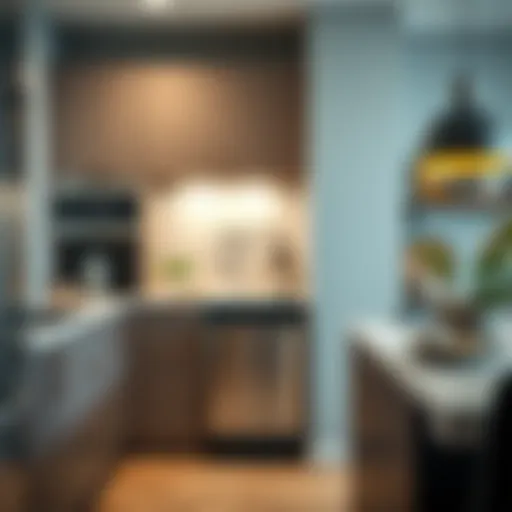 Sleek modern trash can and recycle bin combo cabinet in a stylish kitchen