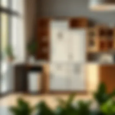 Various Styles of Combo Cabinets in Modern Interiors Different styles of trash can and recycle bin combo cabinets showcased in a modern living area