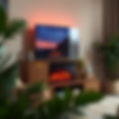 Cozy atmosphere created by a fireplace TV stand