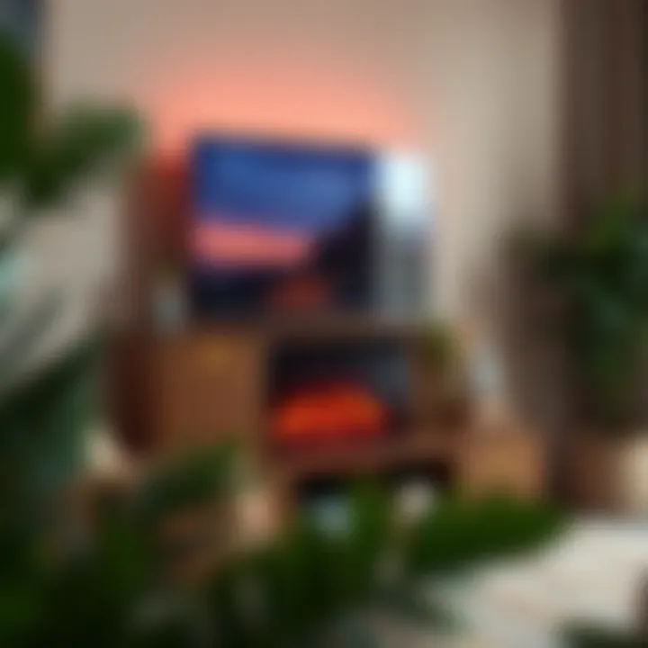 Cozy atmosphere created by a fireplace TV stand