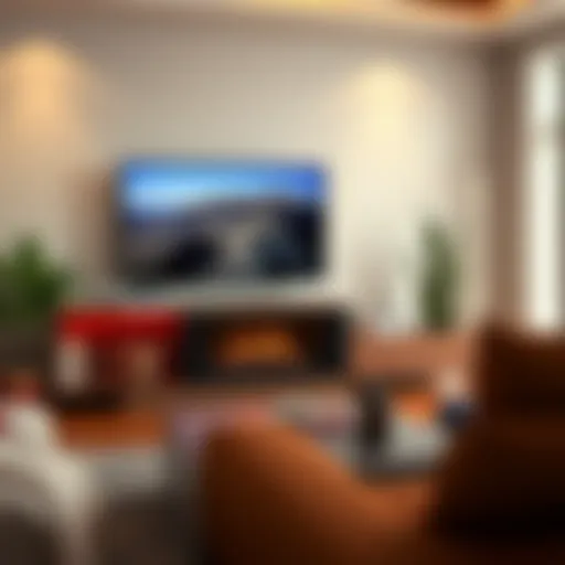 Elegant TV stand with integrated fireplace