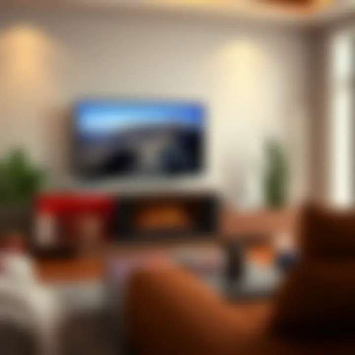 Elegant TV stand with integrated fireplace