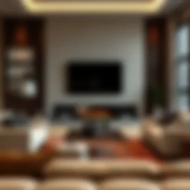 Stylish modern living room featuring a fireplace TV stand