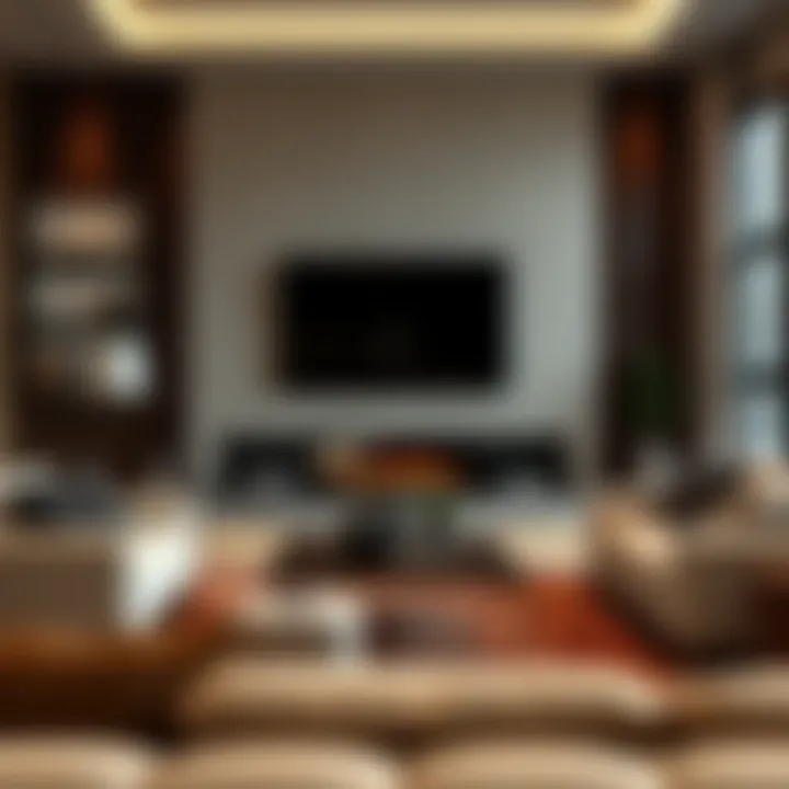 Stylish modern living room featuring a fireplace TV stand