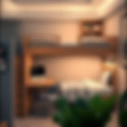 Contemporary twin junior loft bed design with integrated desk