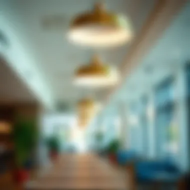 Elegant Updown Lights in Commercial Space Elegant updown lights enhancing the ambiance of a commercial space