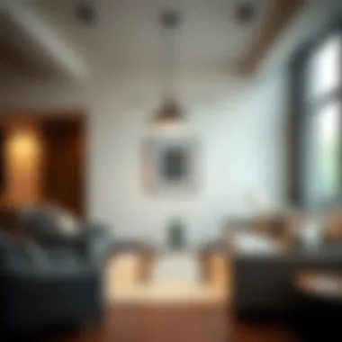 Sophisticated Updown Light in Modern Living Room Sophisticated updown light fixture illuminating a modern living room