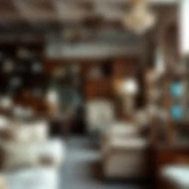 Interior view of a used furniture store filled with unique pieces