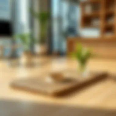 Bamboo Mat in Modern Office Environment Bamboo placement mat as part of a modern office decor