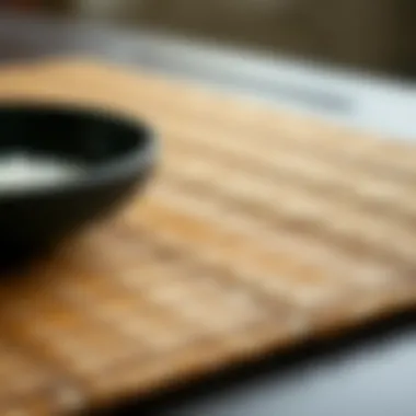 Textural Details of Bamboo Placement Mat Close-up of bamboo placement mat highlighting its texture