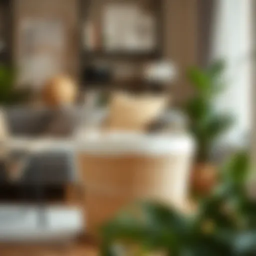 Stylish double hamper basket in a modern living room