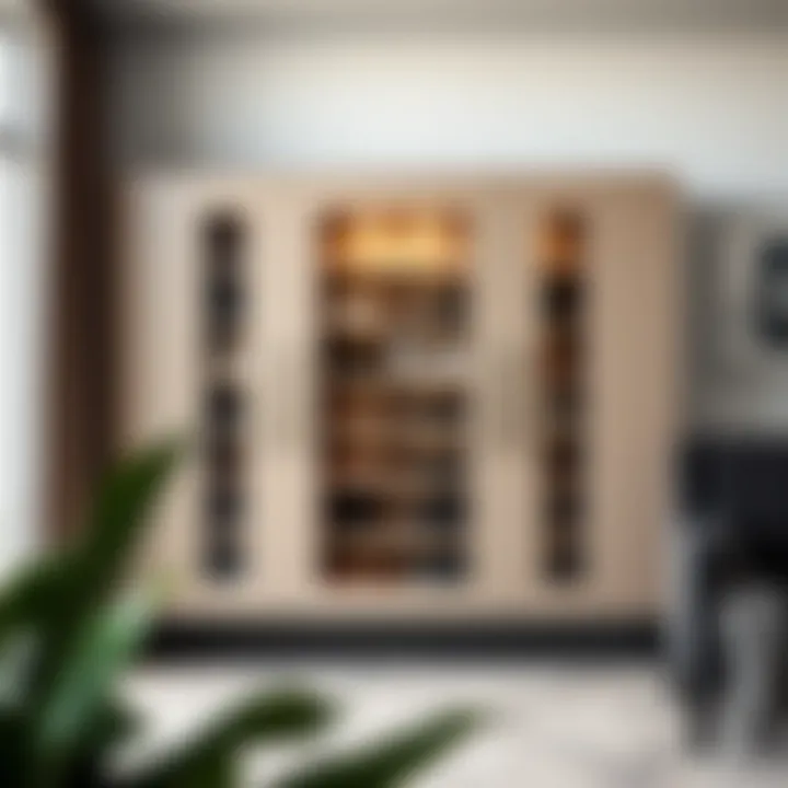 Sleek and Stylish Shoe Storage Solution Elegant large shoe cabinet with sleek doors