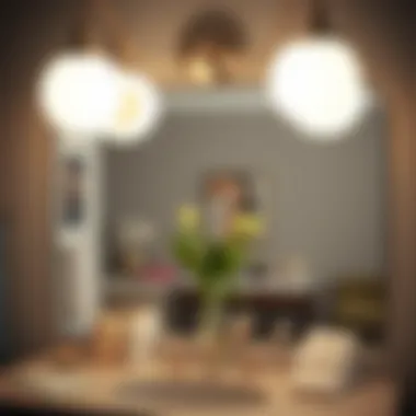 Modern interior space illuminated by stylish vanity light glass globes