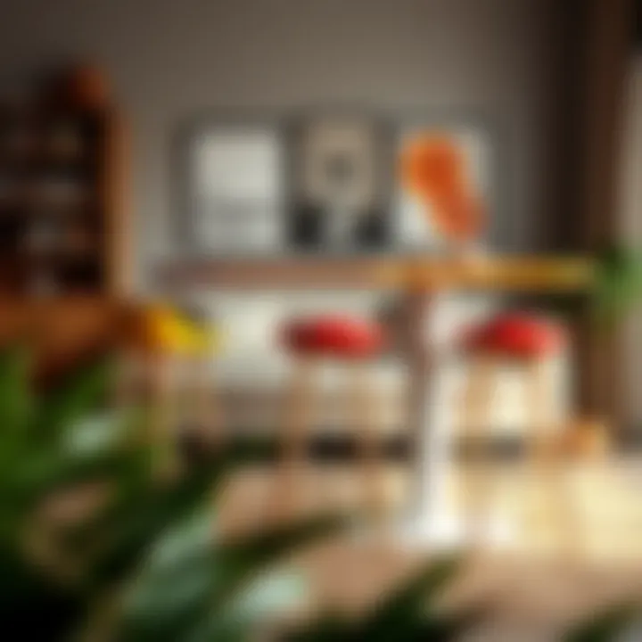 Trendy bar stools enhancing a vibrant living area