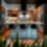 Stylish Bar Stools in Modern Kitchen Setting Stylish bar stools arranged around a modern kitchen island