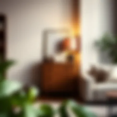 Elegantly designed corner chest of drawers in a modern living room setting