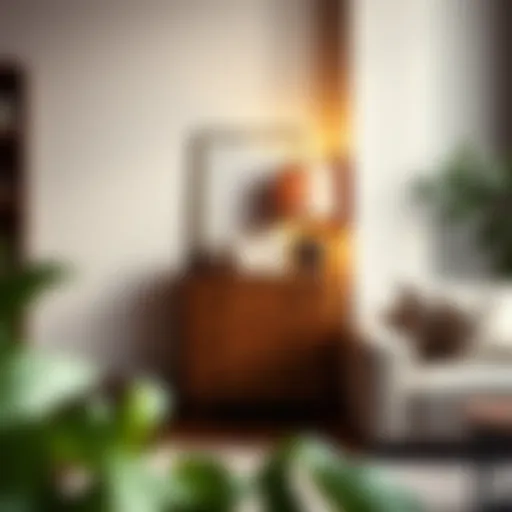 Elegantly designed corner chest of drawers in a modern living room setting