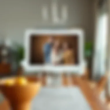 Creative Use for Family Portrait Creative use of a 16x20 frame with stand displaying a family portrait in a cozy dining area