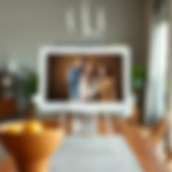 Creative Use for Family Portrait Creative use of a 16x20 frame with stand displaying a family portrait in a cozy dining area