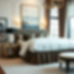 Elegant bedroom showcasing leopard print bed skirt with coordinating decor