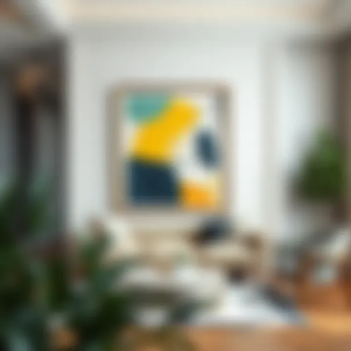 Elegant Display of Abstract Art Elegant display of a 16x20 frame showcasing abstract art in a modern living room setting