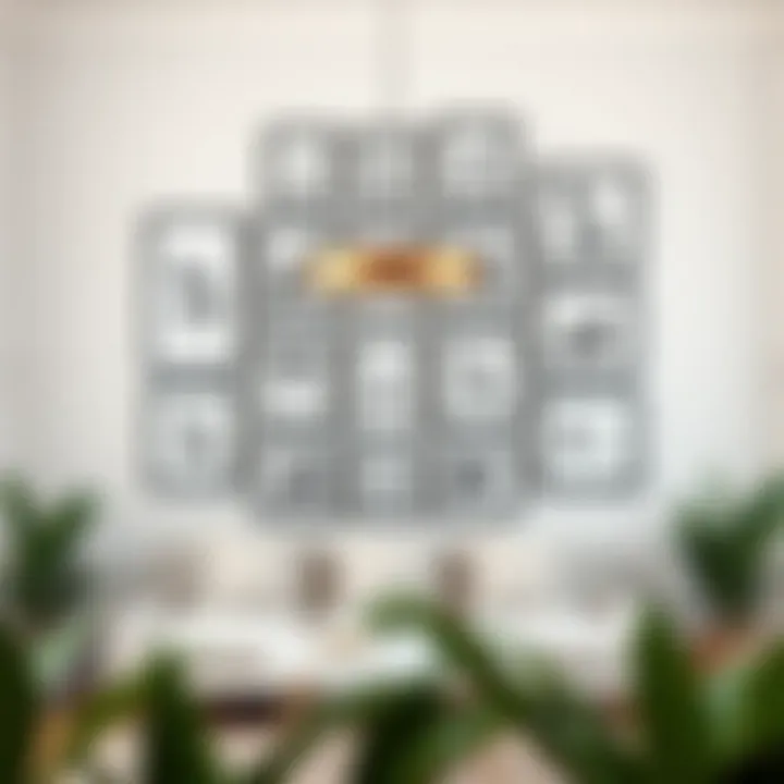 Creative arrangement of multiple glass frames in a gallery wall setup