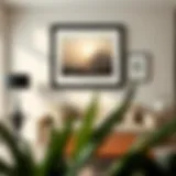 Elegant display of framed art showcasing a modern interior