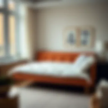 Functional small couch used as a bed in a compact apartment