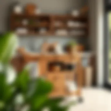 Stylish tall kitchen cart with storage compartments