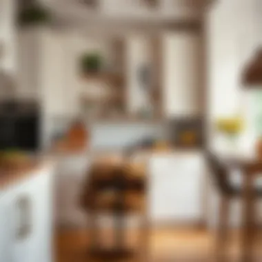 Modern design of a tall kitchen cart in a chic kitchen setting