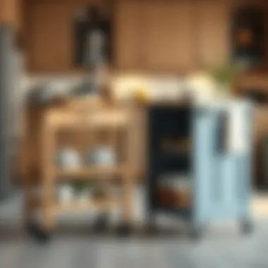 Comparison of traditional versus contemporary tall kitchen carts