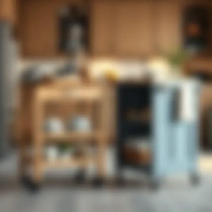 Comparison of traditional versus contemporary tall kitchen carts