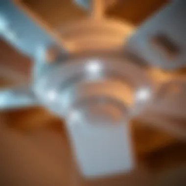 Dimmable Lighting Feature on White Ceiling Fan Close-up of dimmable lighting feature on a white ceiling fan