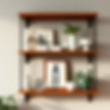 Aesthetic Wooden Shelf Arrangement Aesthetic arrangement of decorative items on a wooden shelf