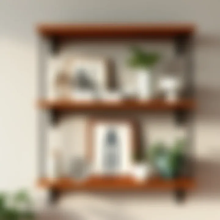 Aesthetic Wooden Shelf Arrangement Aesthetic arrangement of decorative items on a wooden shelf