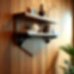 Stylish wooden wall shelf with elegant bracket support