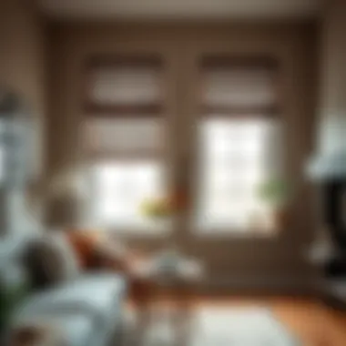 Installation of woven Roman window shades in a cozy home