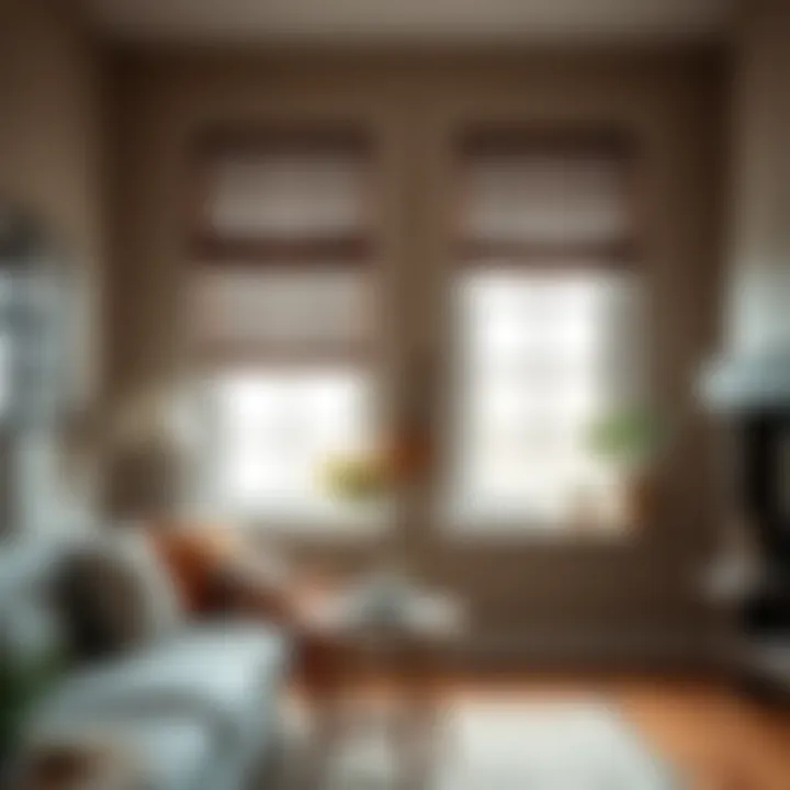 Installation of woven Roman window shades in a cozy home