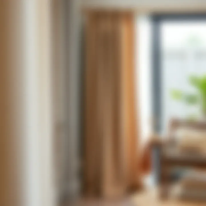 A variety of materials for extra wide curtains displayed for selection