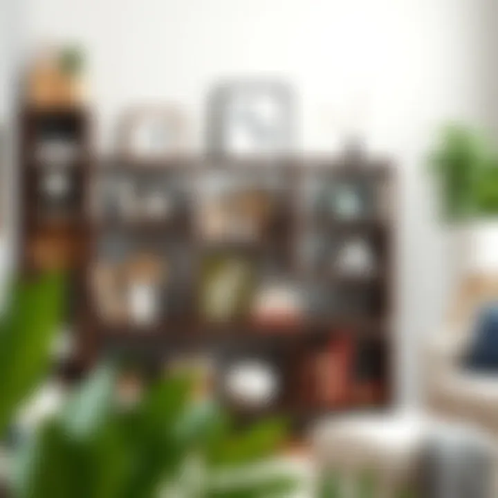 Family Dollar bookshelf showcasing decorative items and books