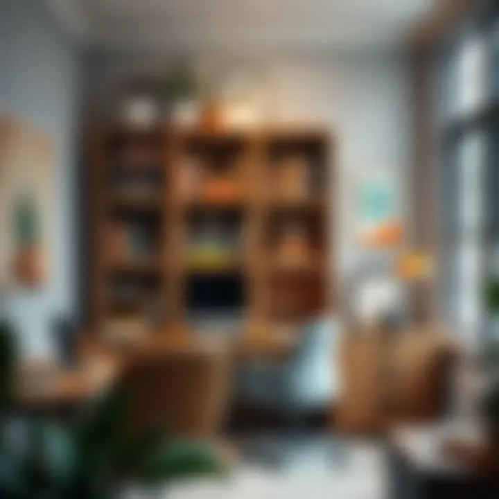 Compact Family Dollar bookshelf effectively utilized in a small office