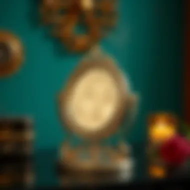 Elegant foldable makeup mirror with intricate design